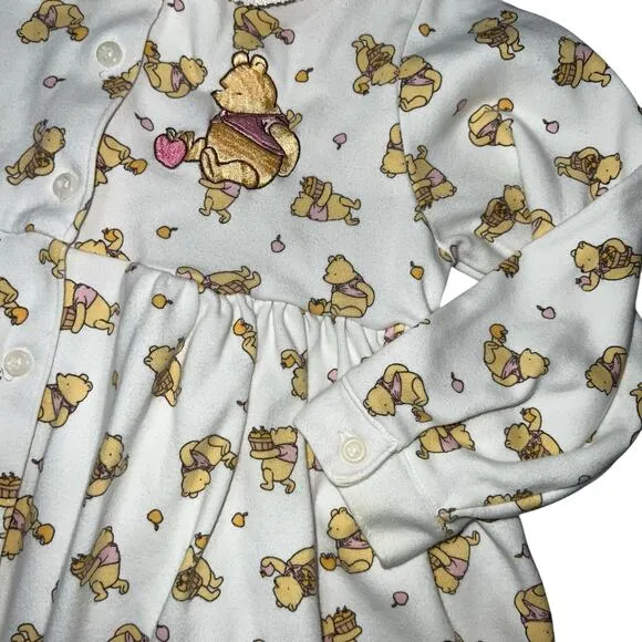 Vintage Disney Classic Winnie the pooh embroidered button up cotton dress 4/5
