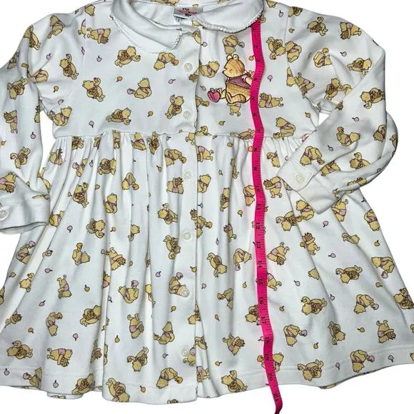 Vintage Disney Classic Winnie the pooh embroidered button up cotton dress 4/5