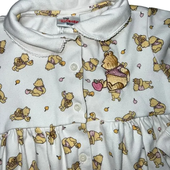 Vintage Disney Classic Winnie the pooh embroidered button up cotton dress 4/5