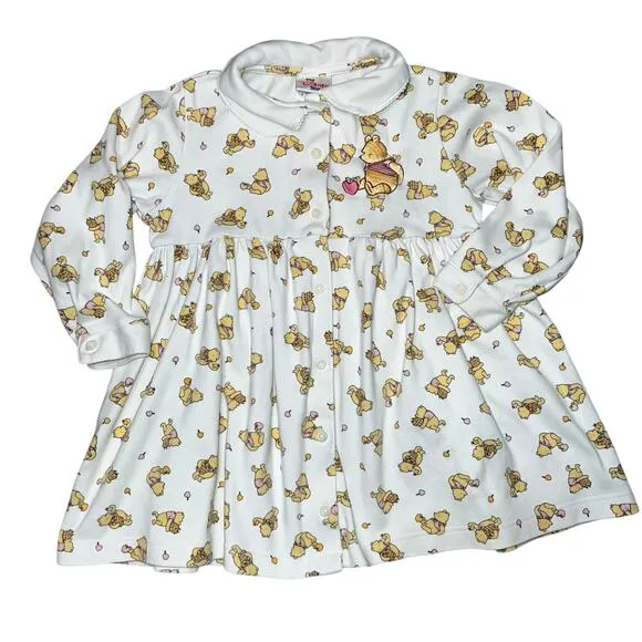 Vintage Disney Classic Winnie the pooh embroidered button up cotton dress 4/5