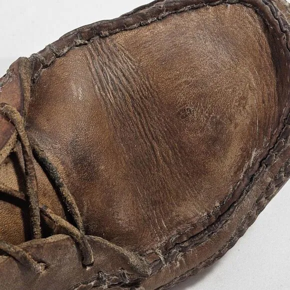 Vintage Double Stitched Genuine Leather Lace Up Mocs Ankle Boots Mens Size 10