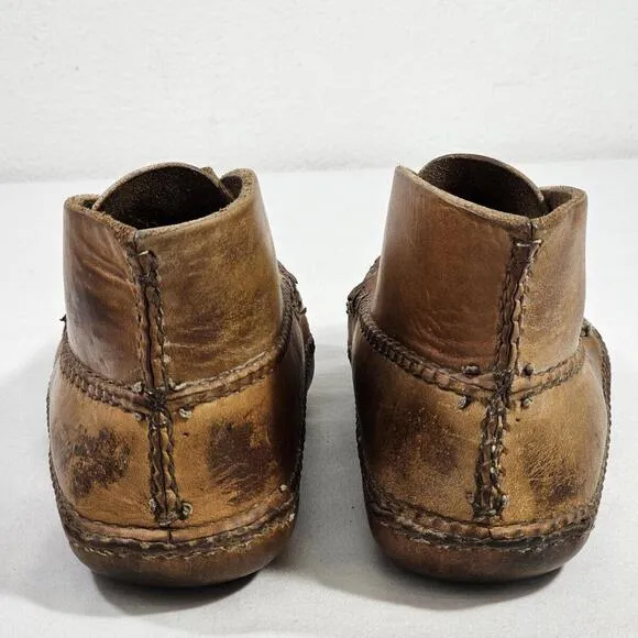 Vintage Double Stitched Genuine Leather Lace Up Mocs Ankle Boots Mens Size 10
