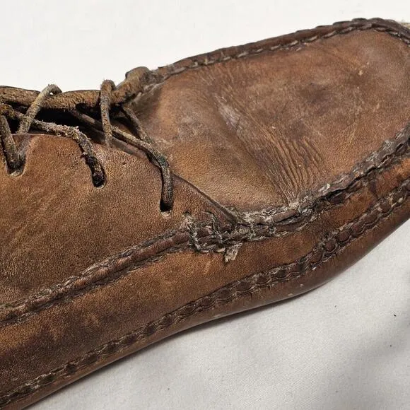 Vintage Double Stitched Genuine Leather Lace Up Mocs Ankle Boots Mens Size 10