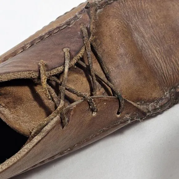 Vintage Double Stitched Genuine Leather Lace Up Mocs Ankle Boots Mens Size 10