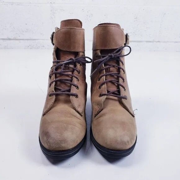 Vintage Eddie Bauer Women's Brown Leather Lace Up Buckle Ankle Hiking Boot 6