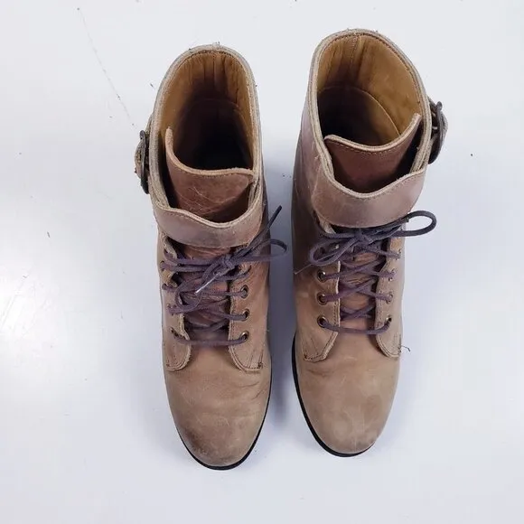 Vintage Eddie Bauer Women's Brown Leather Lace Up Buckle Ankle Hiking Boot 6