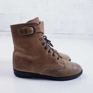Vintage Eddie Bauer Women's Brown Leather Lace Up Buckle Ankle Hiking Boot 6