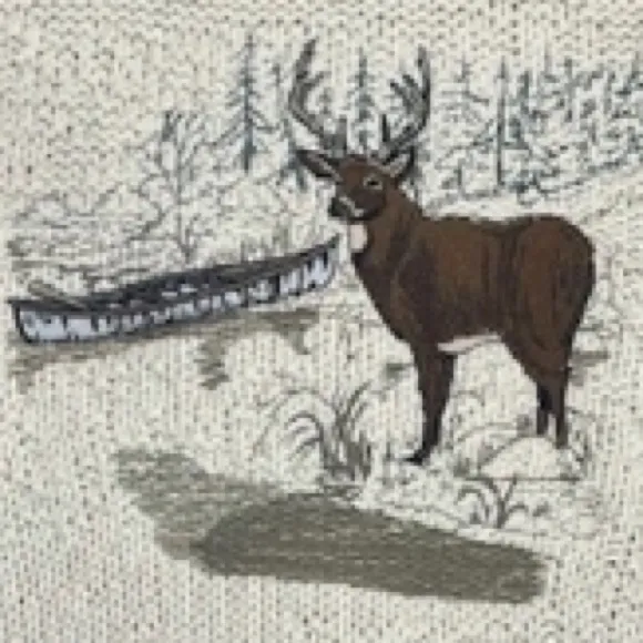 Vintage Embroidered Sweater Deer Nature Hunting Chunky Knit Cotton St Johns Bay