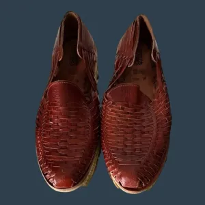 Vintage Handcrafted Mens Leather Huaraches Slip-On Shoes Size 28 By Gonzalez