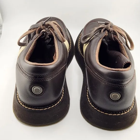 Vintage HYDE Bowling Shoes Mens 8.5 Brown Leather Upper Lace Non Slip