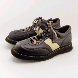 Vintage HYDE Bowling Shoes Mens 8.5 Brown Leather Upper Lace Non Slip