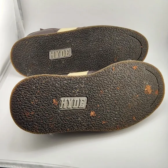 Vintage HYDE Bowling Shoes Mens 8.5 Brown Leather Upper Lace Non Slip