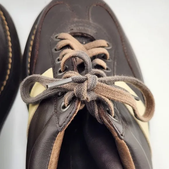 Vintage HYDE Bowling Shoes Mens 8.5 Brown Leather Upper Lace Non Slip