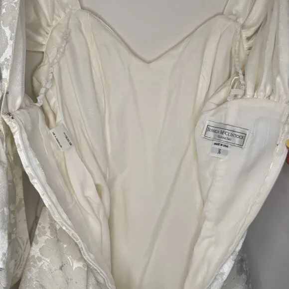 Vintage Jessica McClintock Gunne Sax White Dress Size 7/8 (Modern Small)