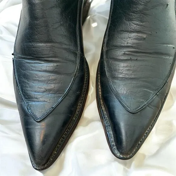 Vintage Justin Boots Black Leather Western Boots Cowboy Horse 8.5 Work