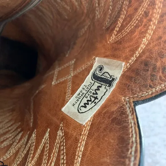 Vintage Justin Boots Black Leather Western Boots Cowboy Horse 8.5 Work