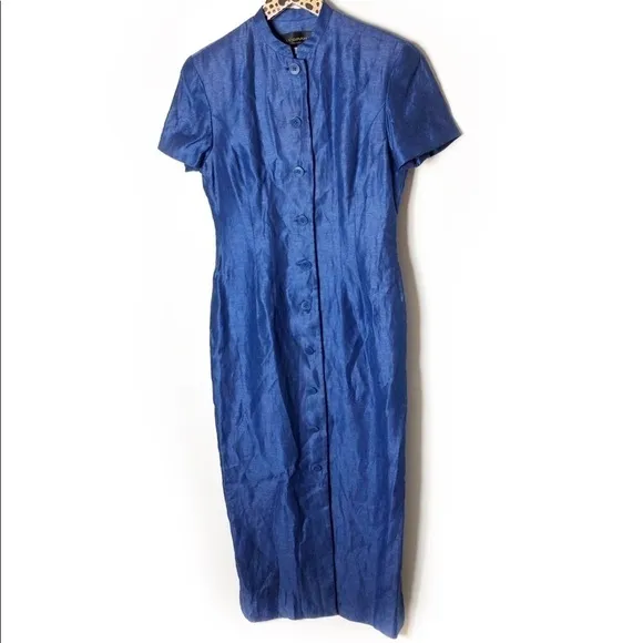 Vintage Kelly Graham linen lurex midi dress 6