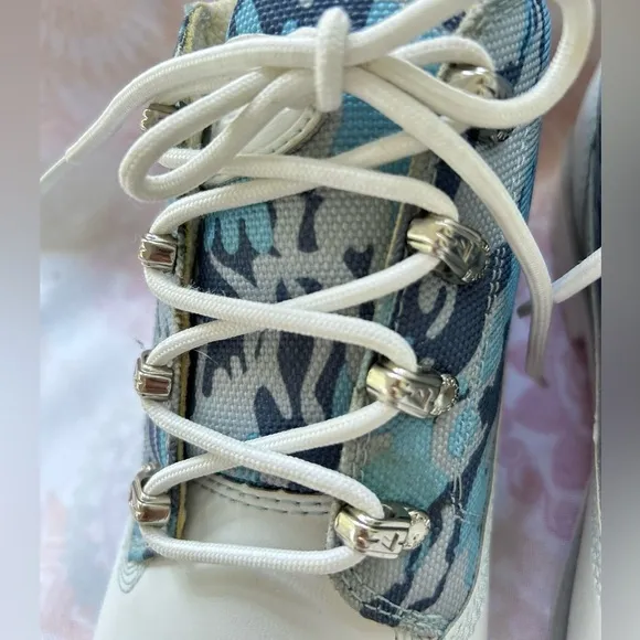 Vintage NY Lug Co Lugz Drifter White Blue Camo Size 10 Combat Booties Rare