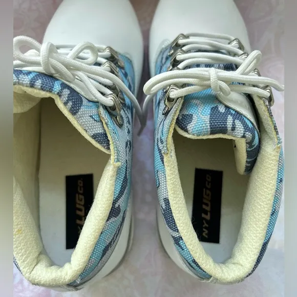 Vintage NY Lug Co Lugz Drifter White Blue Camo Size 10 Combat Booties Rare