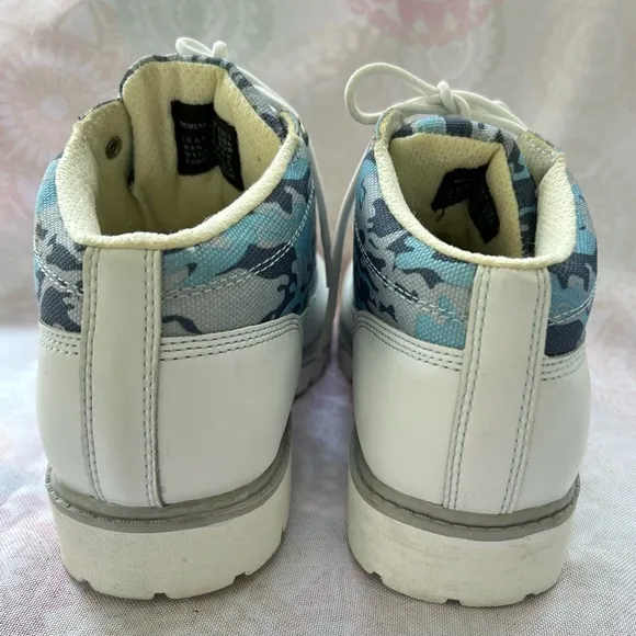 Vintage NY Lug Co Lugz Drifter White Blue Camo Size 10 Combat Booties Rare