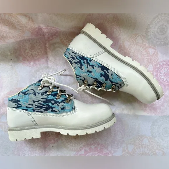 Vintage NY Lug Co Lugz Drifter White Blue Camo Size 10 Combat Booties Rare