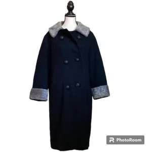 Vintage overcoat union tags mid century modern textured knobby knit faux fur