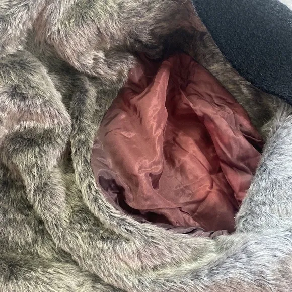 Vintage overcoat union tags mid century modern textured knobby knit faux fur