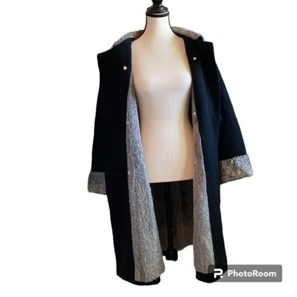 Vintage overcoat union tags mid century modern textured knobby knit faux fur