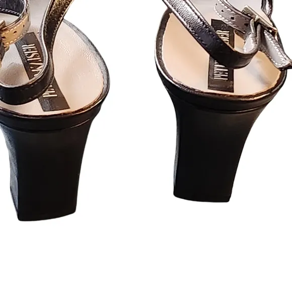 Vintage Peter Kaiser Klari Black Leather Buckle Peekaboo Toe Size 8B