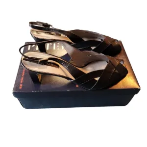 Vintage Peter Kaiser Klari Black Leather Buckle Peekaboo Toe Size 8B