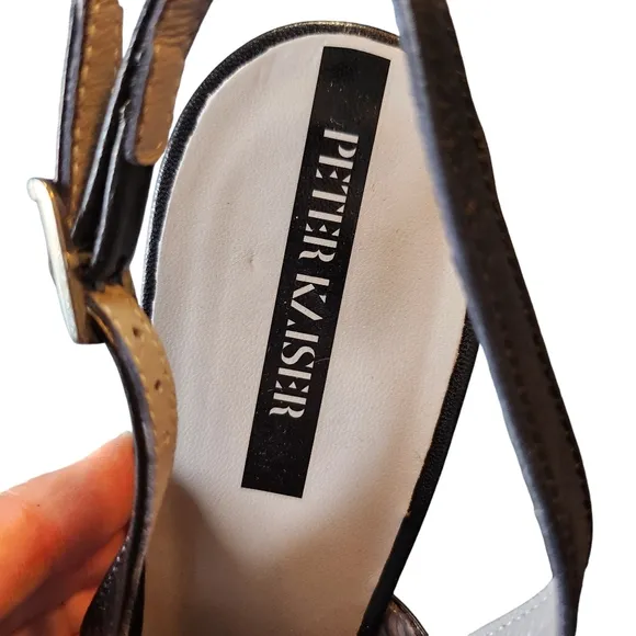 Vintage Peter Kaiser Klari Black Leather Buckle Peekaboo Toe Size 8B