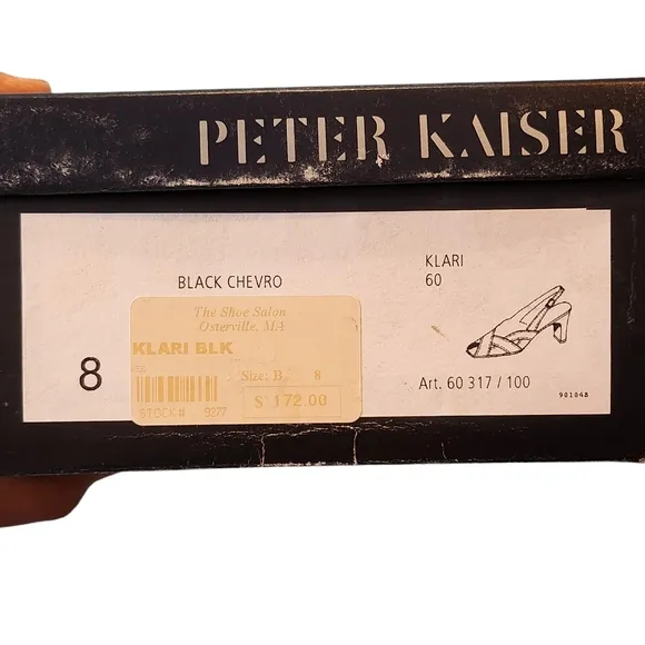 Vintage Peter Kaiser Klari Black Leather Buckle Peekaboo Toe Size 8B