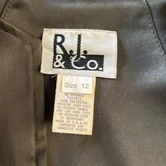 Vintage RJ &amp; Co Army Olive Green Modern Style string dress Size 12 Made in USA