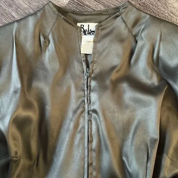 Vintage RJ &amp; Co Army Olive Green Modern Style string dress Size 12 Made in USA