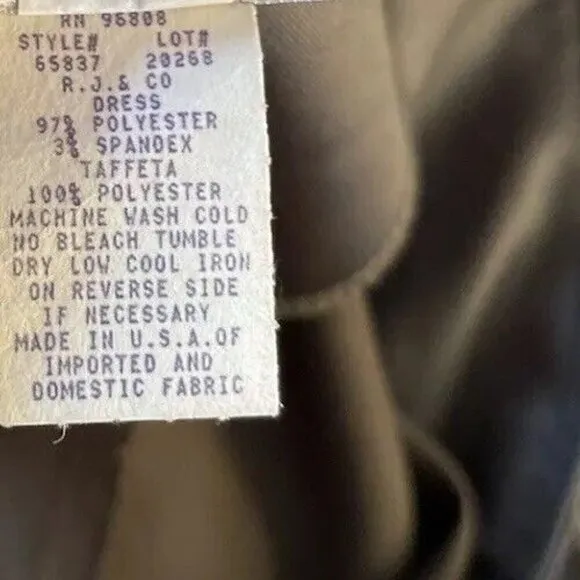 Vintage RJ &amp; Co Army Olive Green Modern Style string dress Size 12 Made in USA