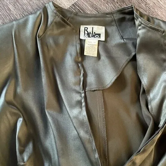 Vintage RJ &amp; Co Army Olive Green Modern Style string dress Size 12 Made in USA
