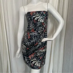 VINTAGE- Sequin Mini Dress Resort Wear Palm Fronds Modern Size 6 Women’s