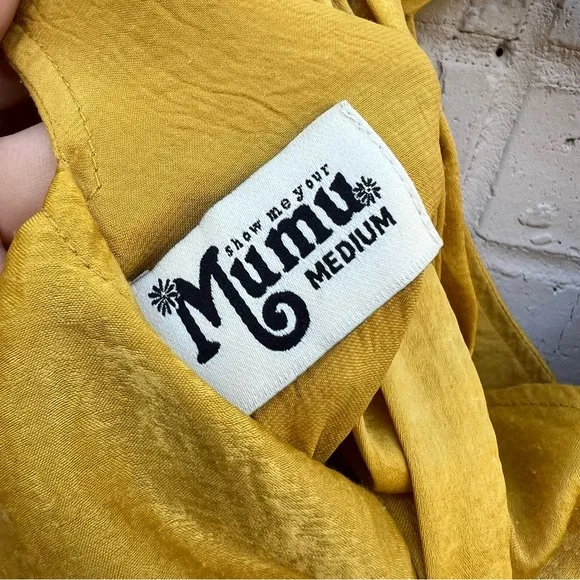 Vintage show me your mumu Elegant Mustard Yellow Cold Shoulder Dress