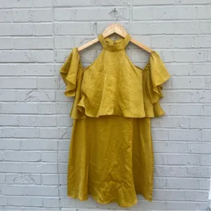 Vintage show me your mumu Elegant Mustard Yellow Cold Shoulder Dress