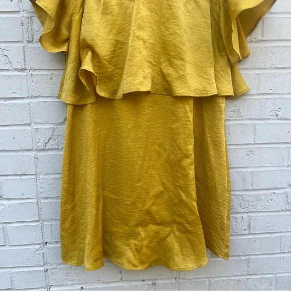 Vintage show me your mumu Elegant Mustard Yellow Cold Shoulder Dress