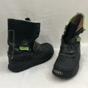 Vintage Sorel Pro Flex I Scott Downey Black Neon Green Rubber Snow Boots Men 12