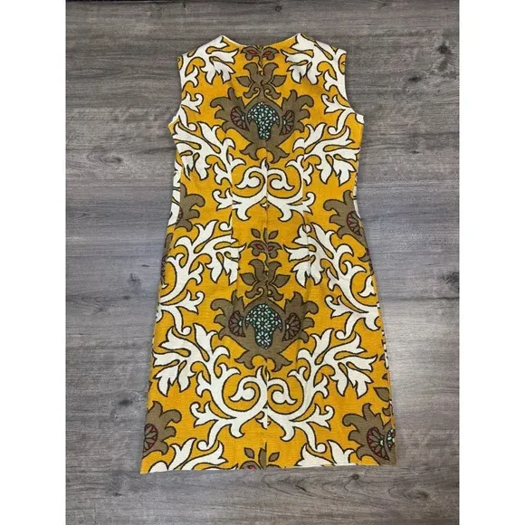 Vintage Stacy Ames dress women's small yellow sheath mid century modern