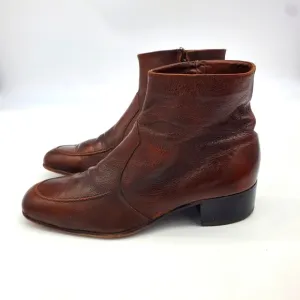 Vintage The Florsheim Shoes Men 11 D Essex Moc Toe Zipper Leather Ankle Boots