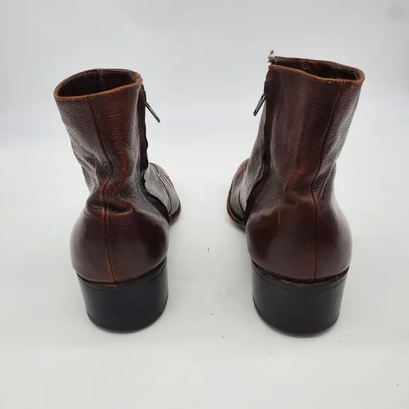 Vintage The Florsheim Shoes Men 11 D Essex Moc Toe Zipper Leather Ankle Boots