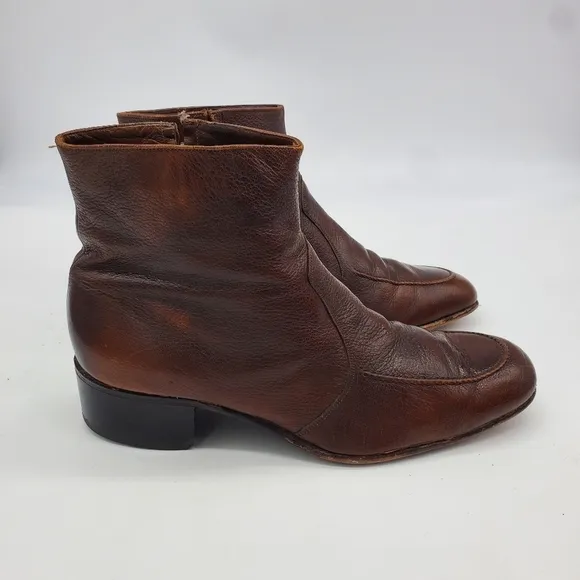 Vintage The Florsheim Shoes Men 11 D Essex Moc Toe Zipper Leather Ankle Boots