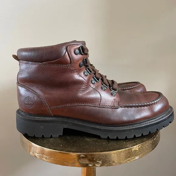 Vintage Timberland Boots 81029 Men’s 10M | Brown Leather Hiking Lace-Up Heritage