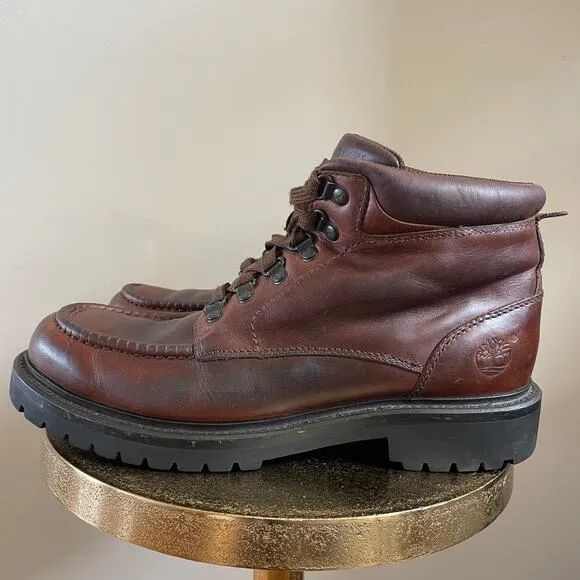 Vintage Timberland Boots 81029 Men’s 10M | Brown Leather Hiking Lace-Up Heritage