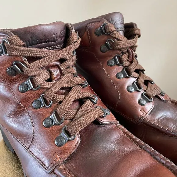 Vintage Timberland Boots 81029 Men’s 10M | Brown Leather Hiking Lace-Up Heritage