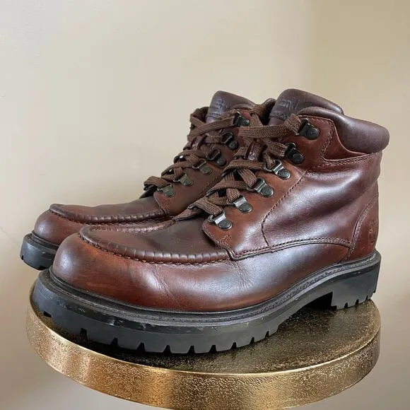 Vintage Timberland Boots 81029 Men’s 10M | Brown Leather Hiking Lace-Up Heritage