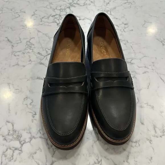 Vionic Dark Green Leather Cheryl II Closed Toe Loafer Shoes Size 9